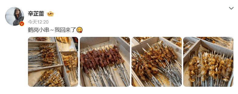 辛芷蕾回老家鹤岗狂炫烧烤小串,满桌硬货滋滋冒油,网友:隔着屏幕流口水